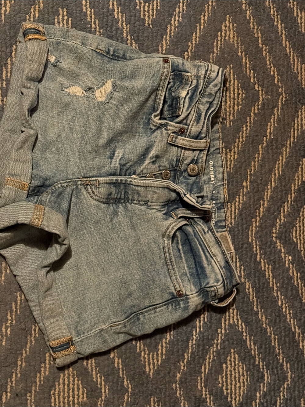 Old Navy Distressed Rolled Hem Denim Shorts - Light Blue